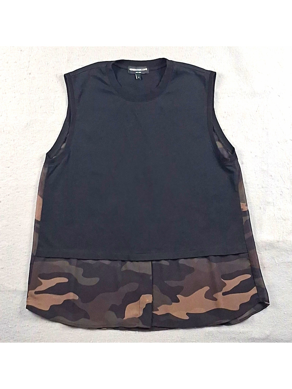 Generation Love Zia Camo Combo Top Mixed Media Tank Muscle Blouse Small Womens